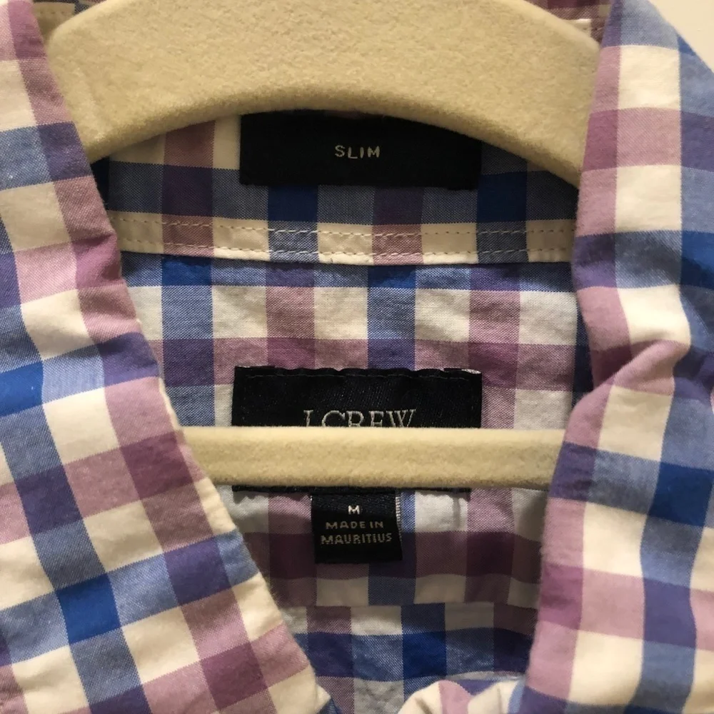 J. Crew Blue/Purple/White Gingham Button Down